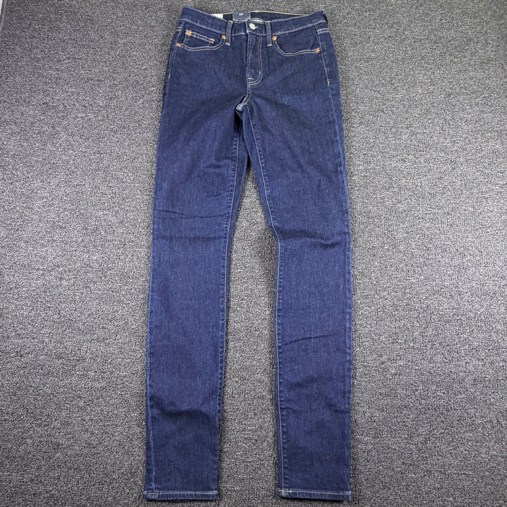 Gap Jeans Womens 28 6T True Skinny Mid Rise Dark Wash Blue Stretch NEW